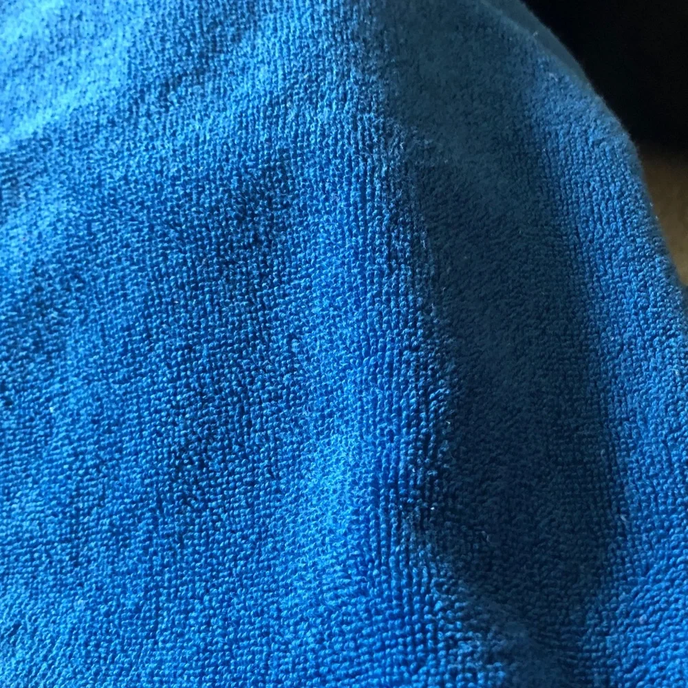 Blue Toweling with Red Car Patch